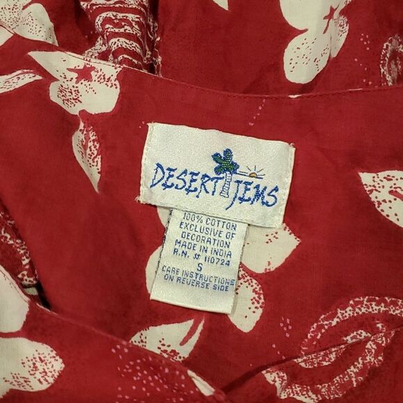 Desert Jems Maroon & White Hawaiian Print Floral Duster Sz S 823 - Picture 7 of 7